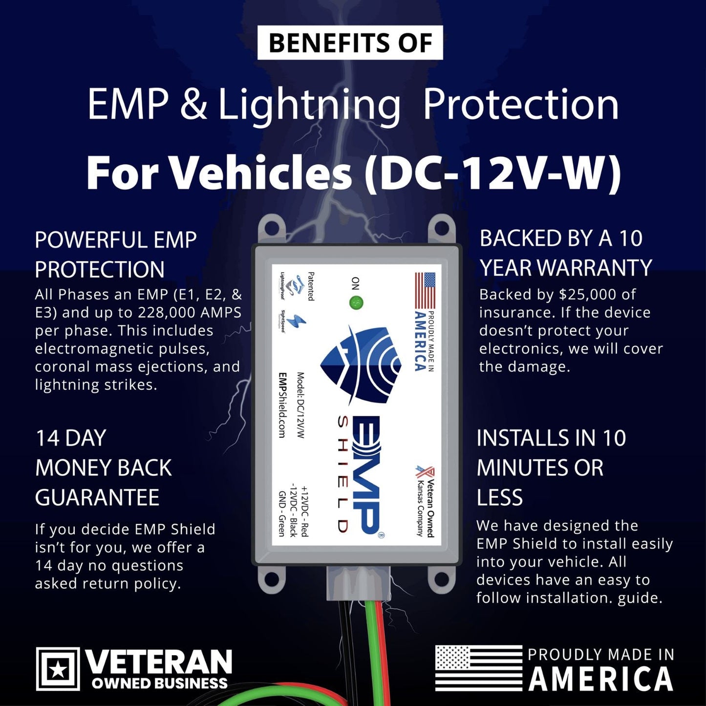 EMP Shield Lightning Protection for Vehicles | DC-12V-W
