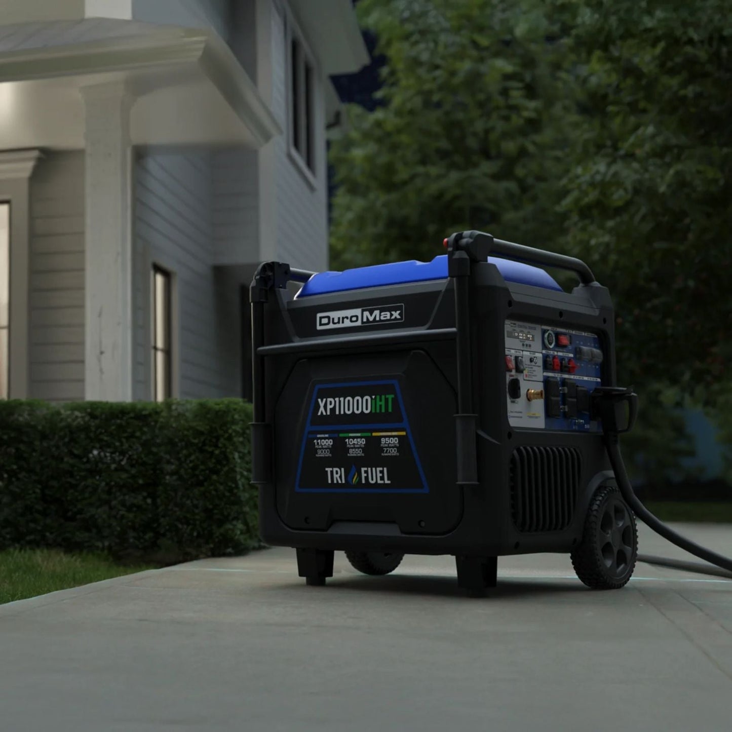 DuroMax XP11000iHT Tri-Fuel 9000W/11000W Portable Inverter Generator | Low THD