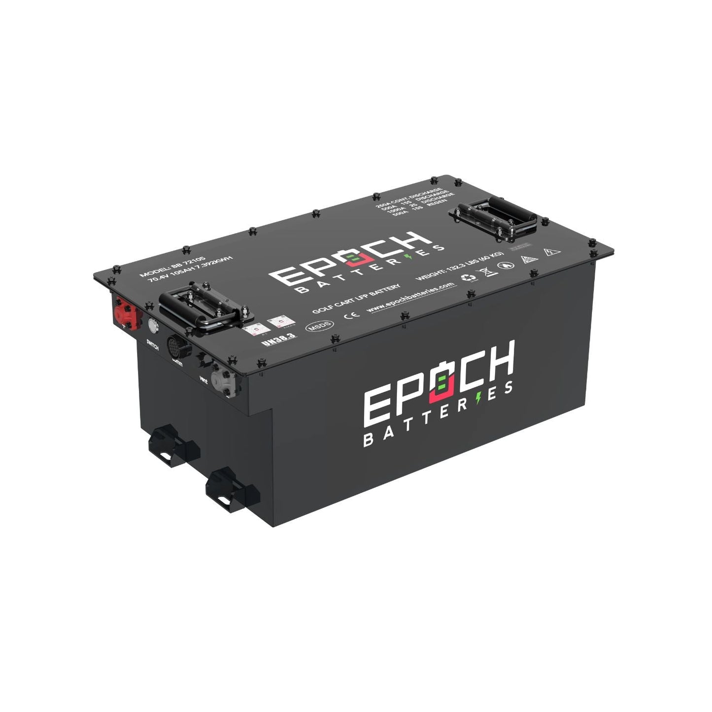 Epoch Batteries 70.4V (72V) 105ah Lithium LiFePO4 Golf Cart Battery | LiMax Series | Complete Kit