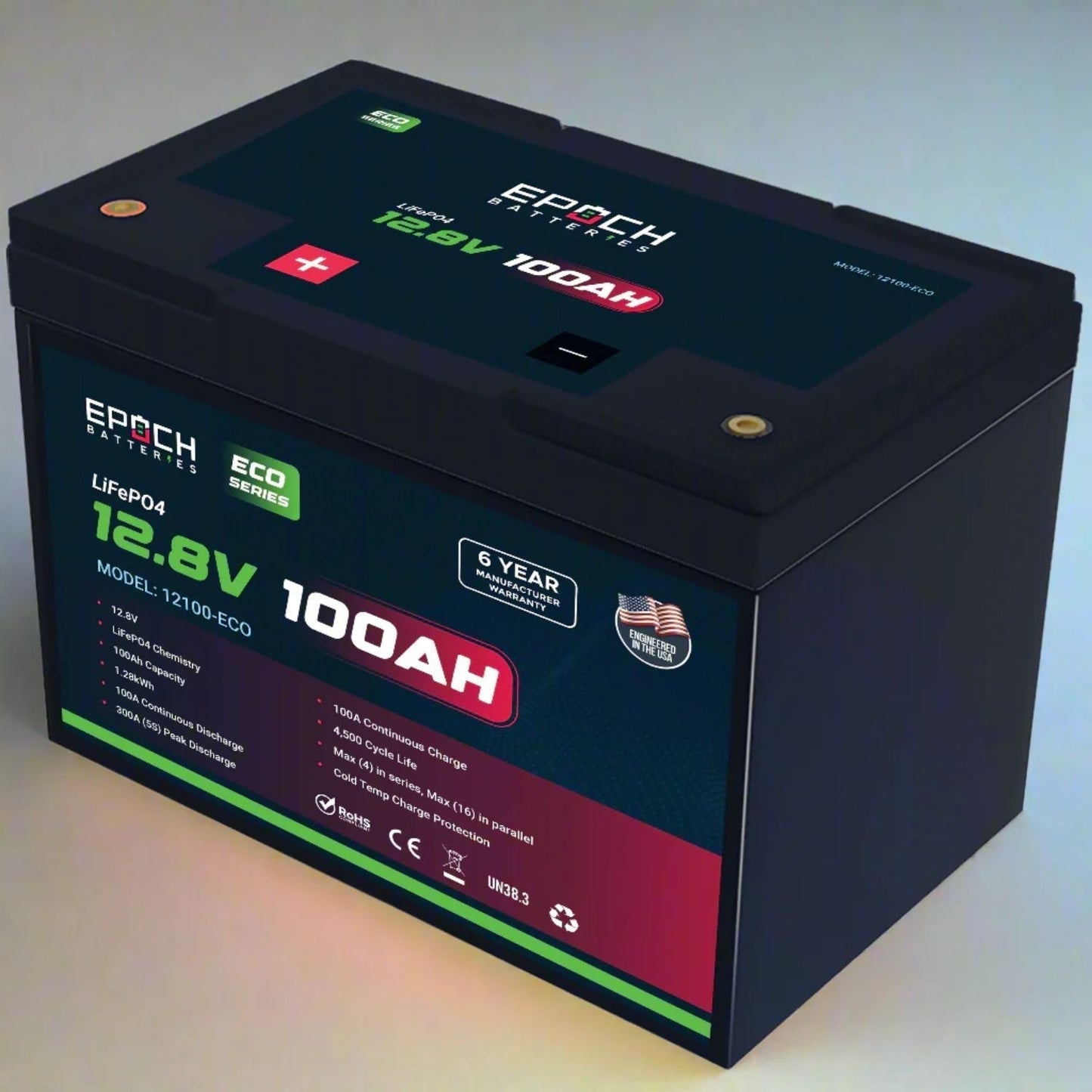 Epoch Batteries 12V 100Ah (1.28kWh) LiFePO4 Battery | Eco Series
