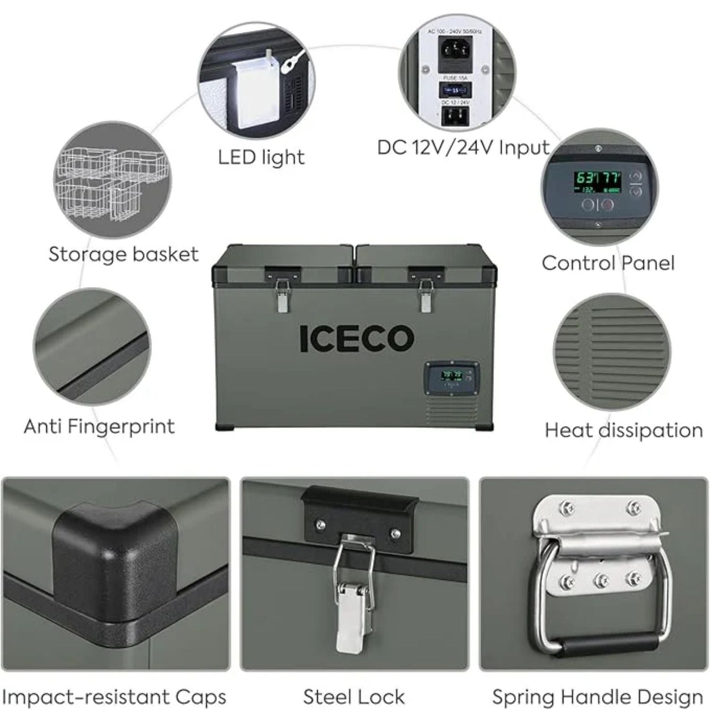 ICECO VL60 60LT Dual Zone Metal Freezer With Cover