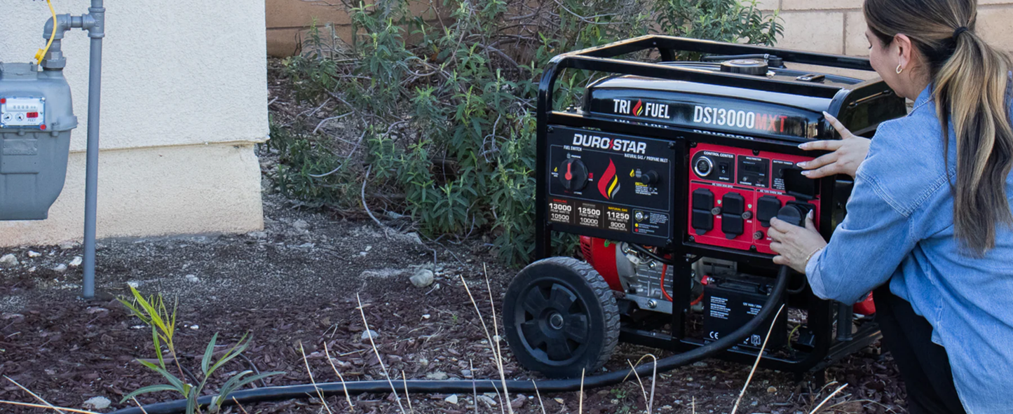 DuroStar DS13000MXT Tri-Fuel 9000W/11000W Portable Generator | Low THD