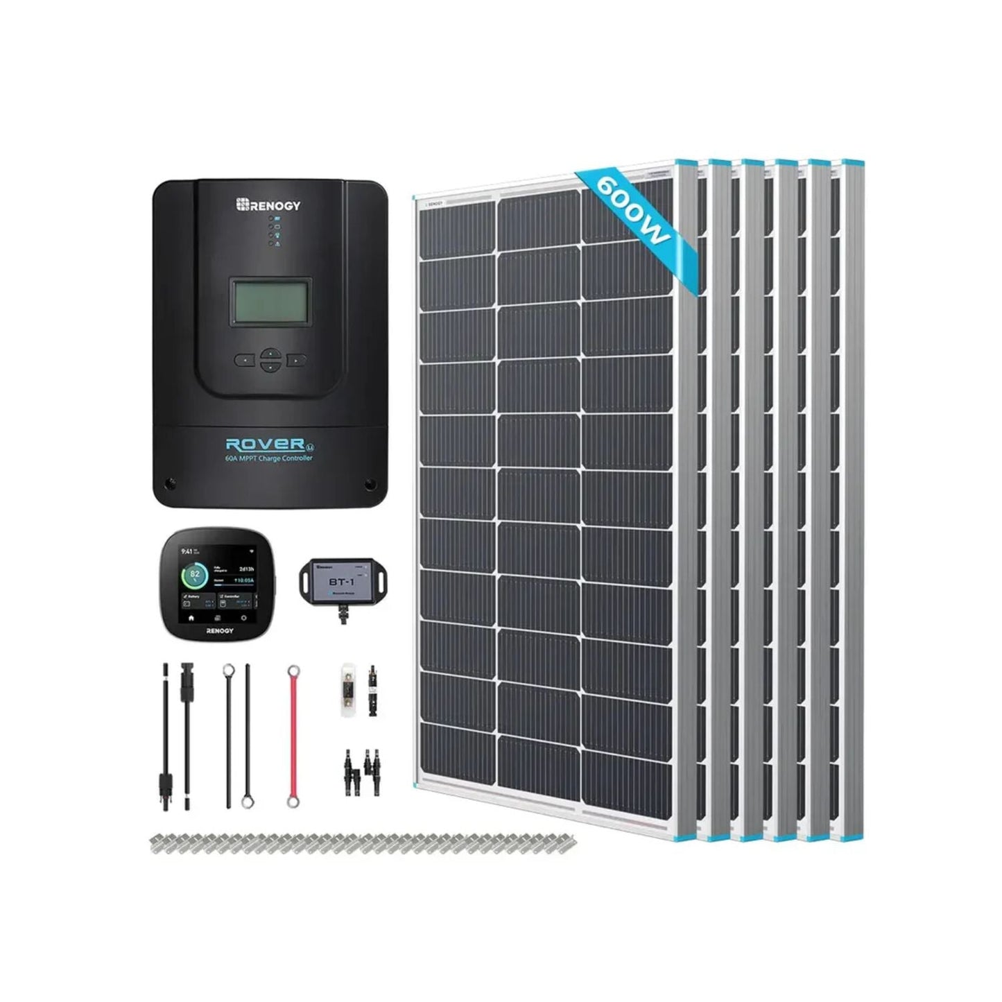 Renogy 600 Watt 12V/24V Premium Solar Kit With Rover 60A Charger Controller