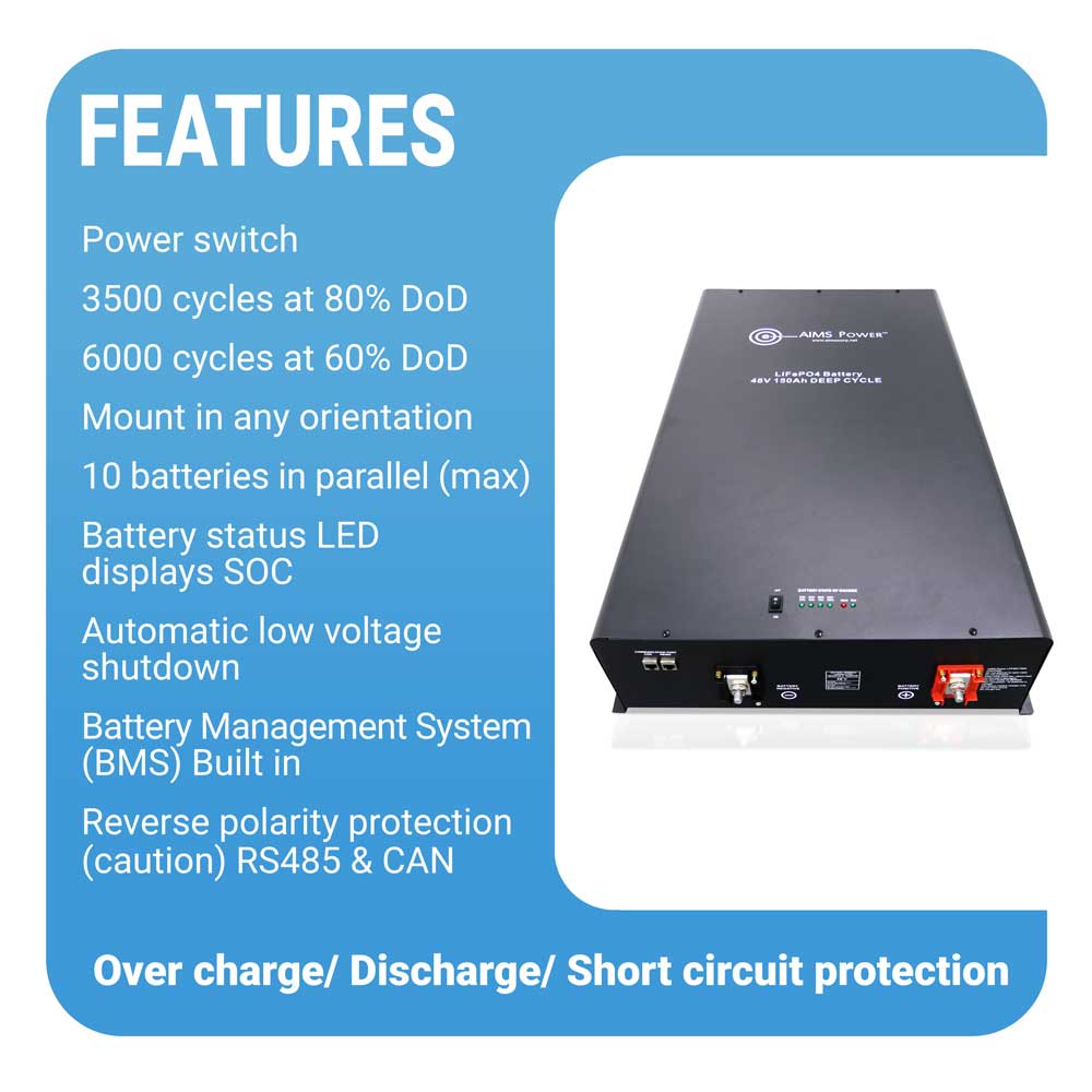AIMS Power 24V 400A Industrial Grade Lithium Iron Phosphate Battery