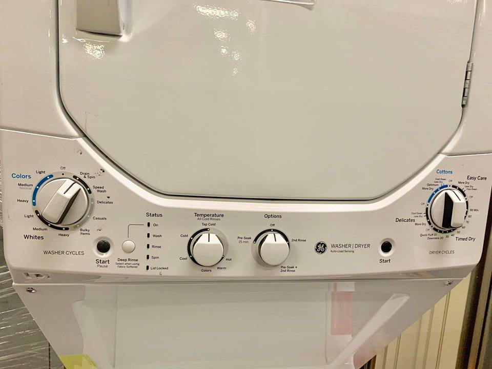 GE Stackable Washer and Dryer Set In White