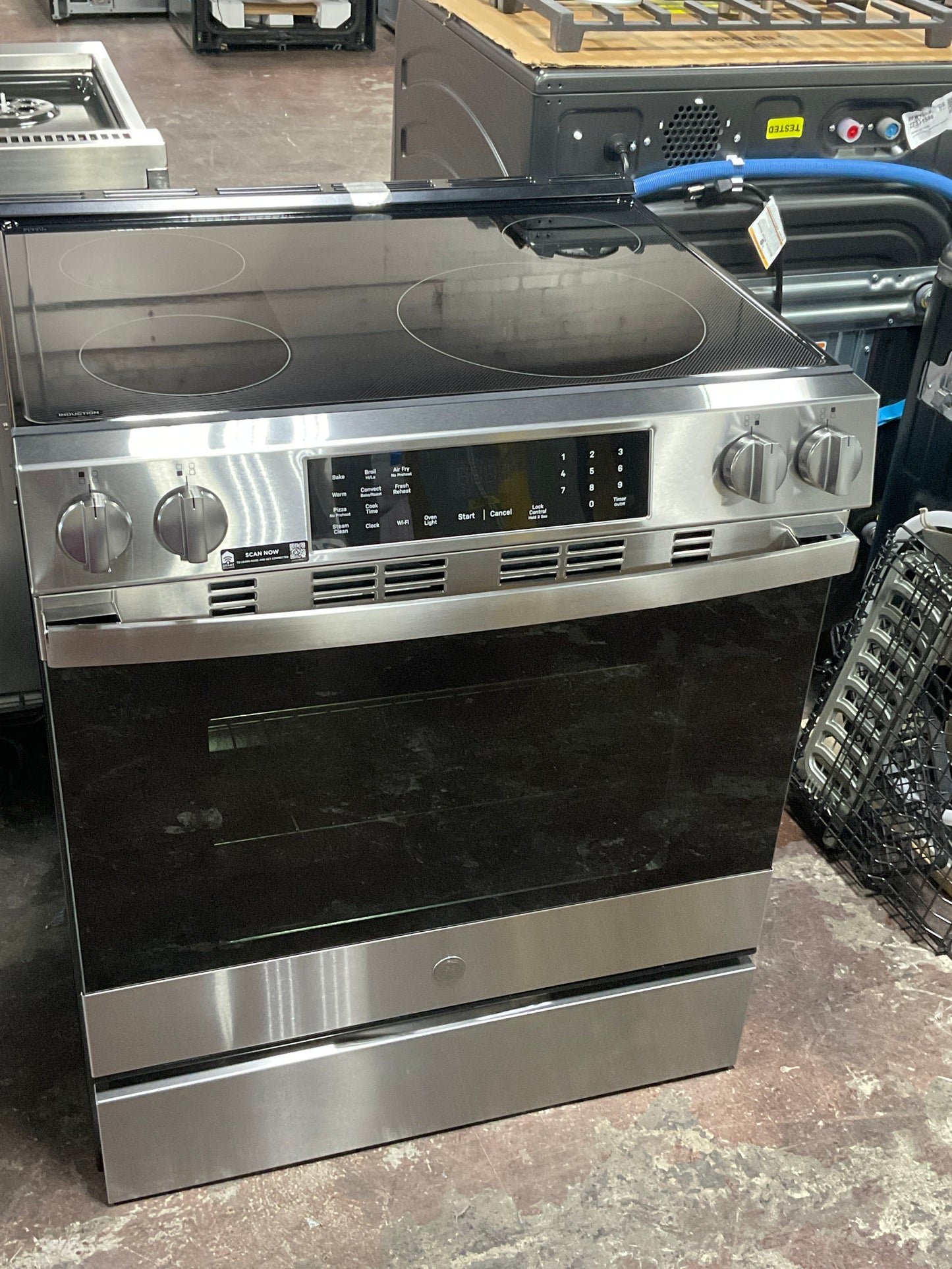 GE Profile Energy Star 30" Smart Slide-In Induction and Convection Range with No Preheat Air Fry and EasyWash Oven Tray: