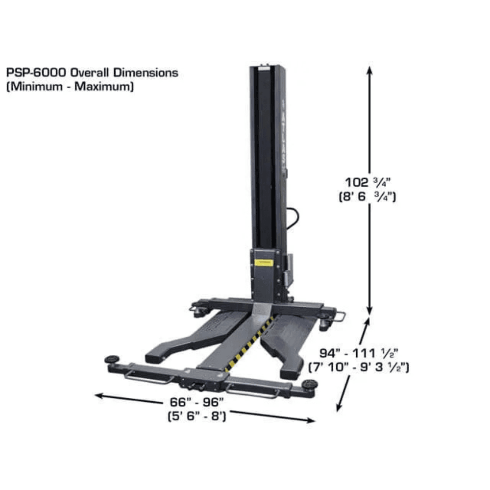 Atlas Single-Post Lift 6000 Lb – Capacity Portable – ATEXH-PSP-6000-FPD
