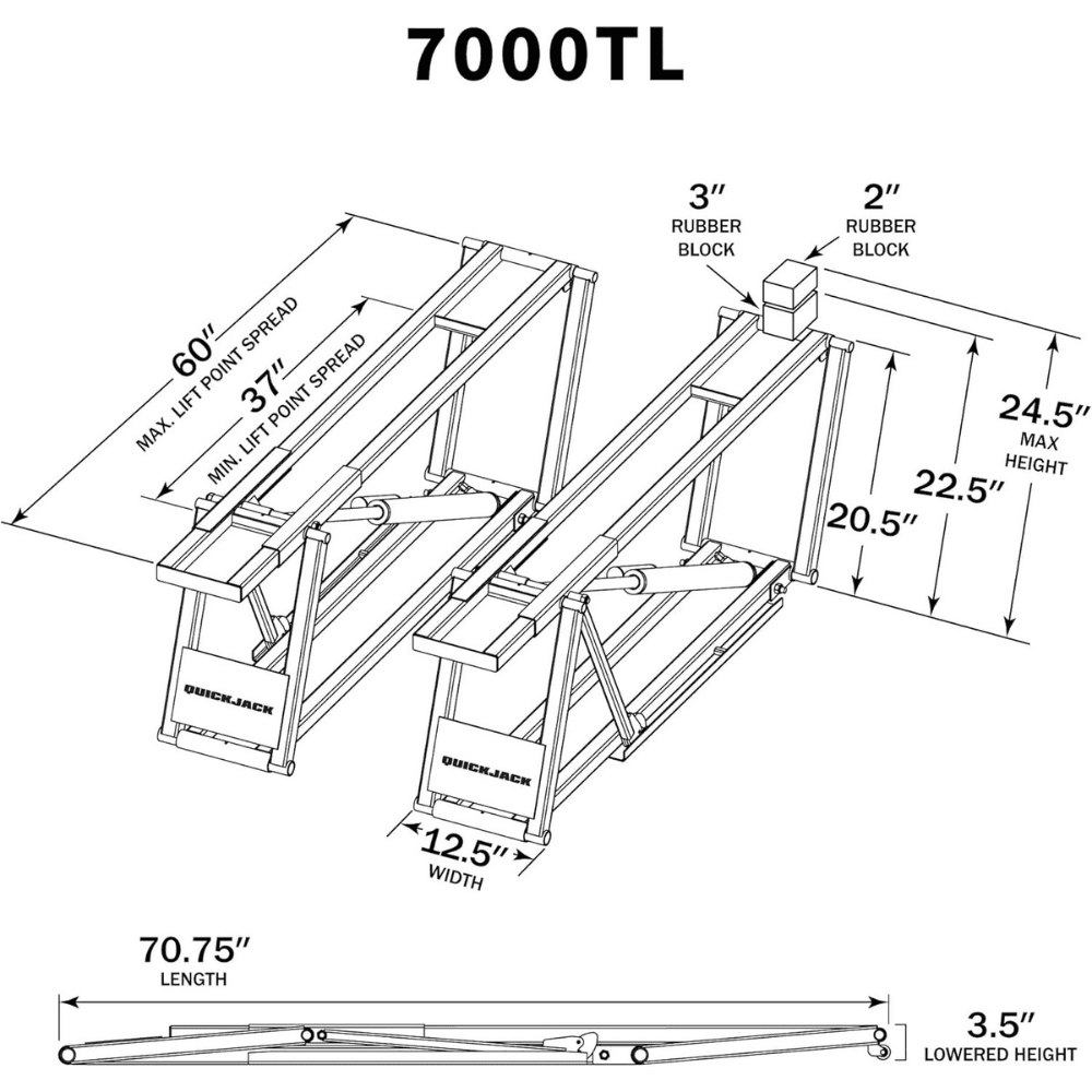 QuickJack 7000TLX Extended-Length Portable Lift – 7,000 lbs Capacity