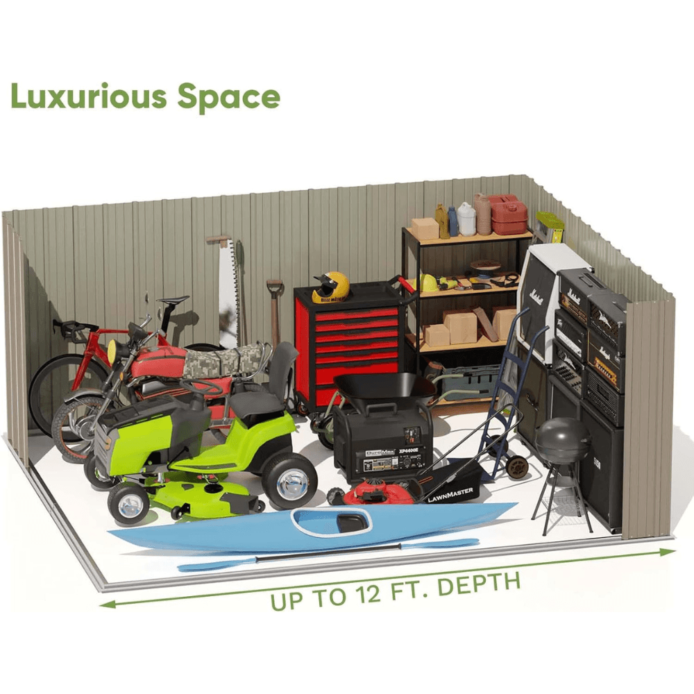 Patiowell 10 ft. W x 12 ft. D Size Upgrade Metal Storage Shed (119 sq. ft.)