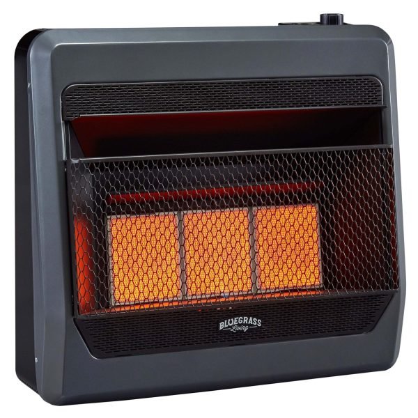 Bluegrass Living Natural Gas Vent Free Infrared Gas Space Heater With Blower and Base Feet – 30,000 BTU, T-Stat Control – Model# B30TNIR-BB
