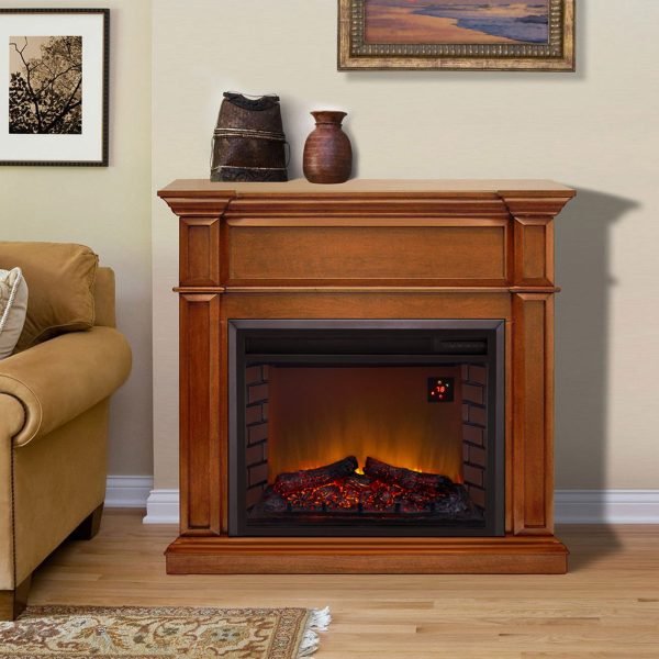 Duluth Forge Full Size Electric Fireplace – Remote Control, Apple Spice Finish – Model# EL1350-3-AS