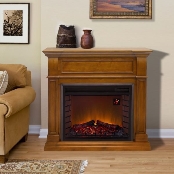 Duluth Forge Full Size Electric Fireplace – Remote Control, Apple Spice Finish – Model# EL1350-3-AS