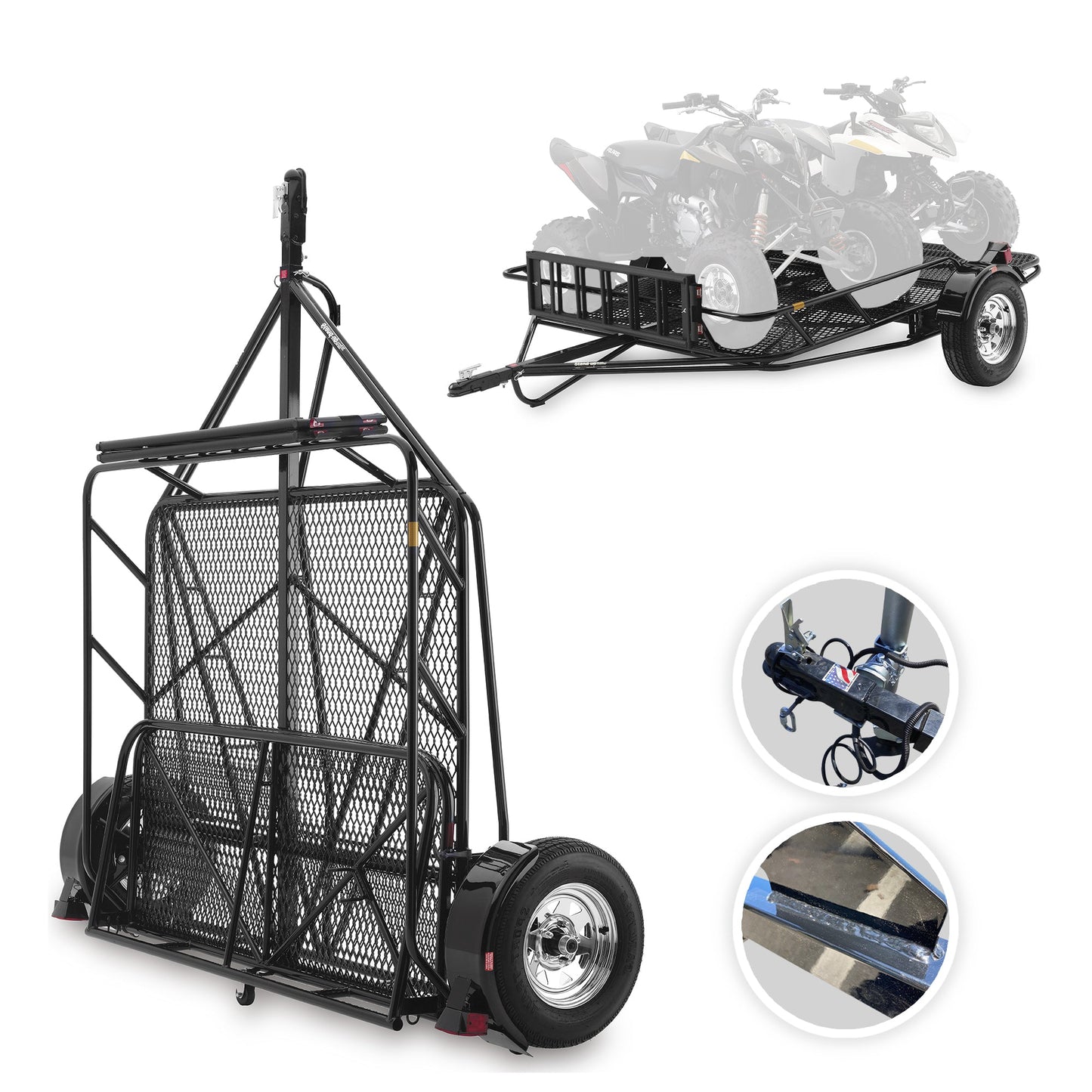 Factory Blemish Model [BLUE or BLACK] Stand-Up™ Utility Trailer Folding Multi-Purpose SXS Utility Trailer