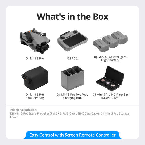 DJI Mini 5 Pro Drone Fly More Combo with RC2 Controller