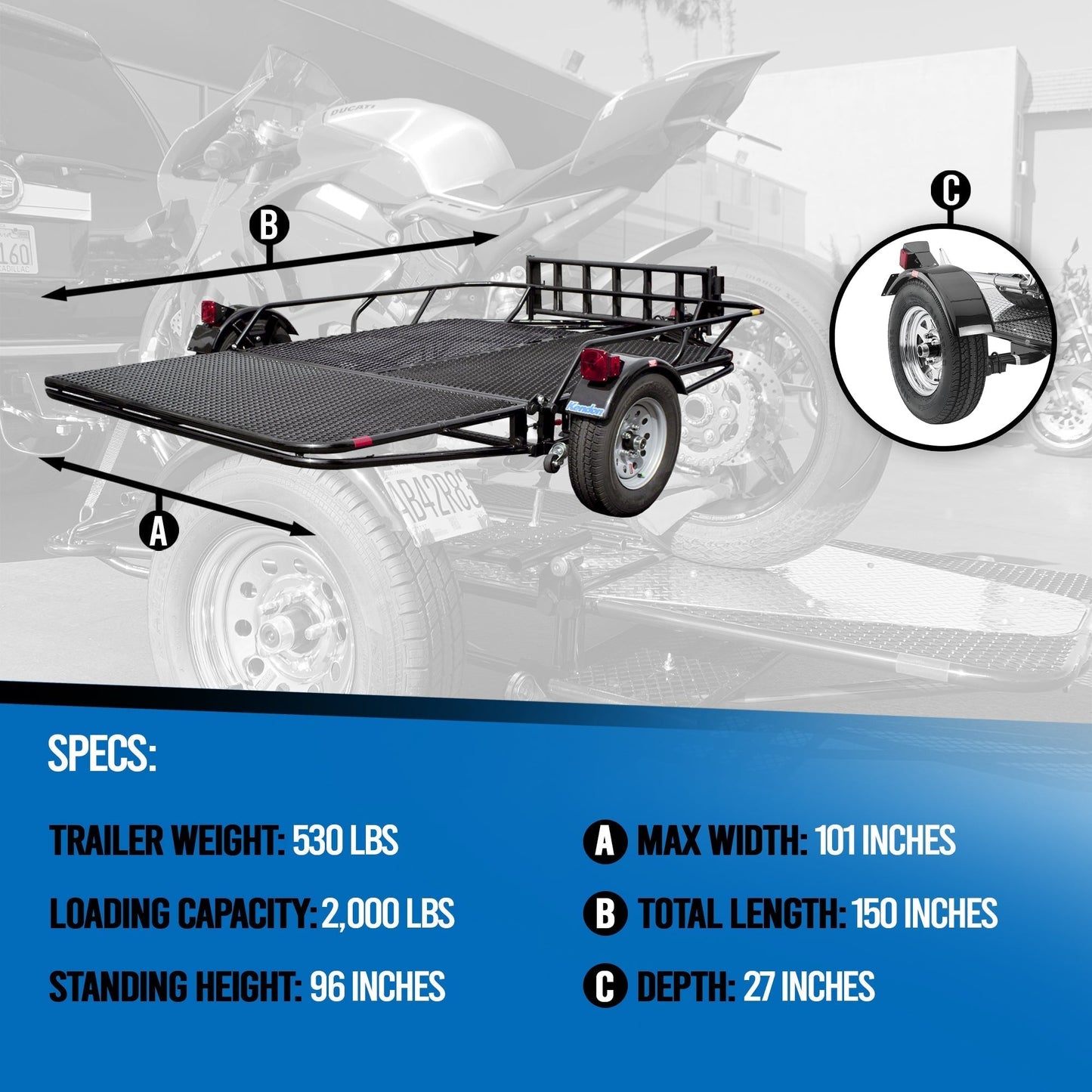 Factory Blemish Model [BLUE or BLACK] Stand-Up™ Utility Trailer Folding Multi-Purpose SXS Utility Trailer