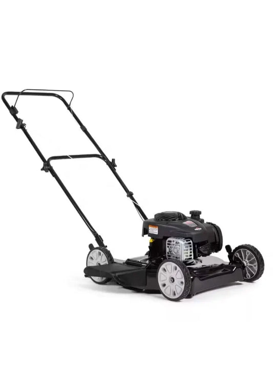 20 in. 125 cc Briggs Y Stratton Walk Behind Gas Push Lawn Mower with 4 Wheel Height Adjustment and Prime N Pull Start.
