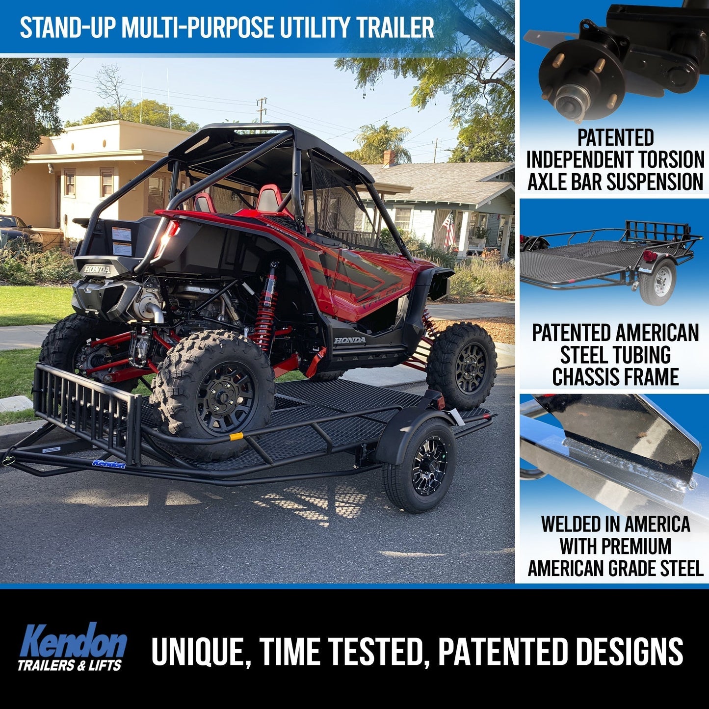 Factory Blemish Model [BLUE or BLACK] Stand-Up™ Utility Trailer Folding Multi-Purpose SXS Utility Trailer