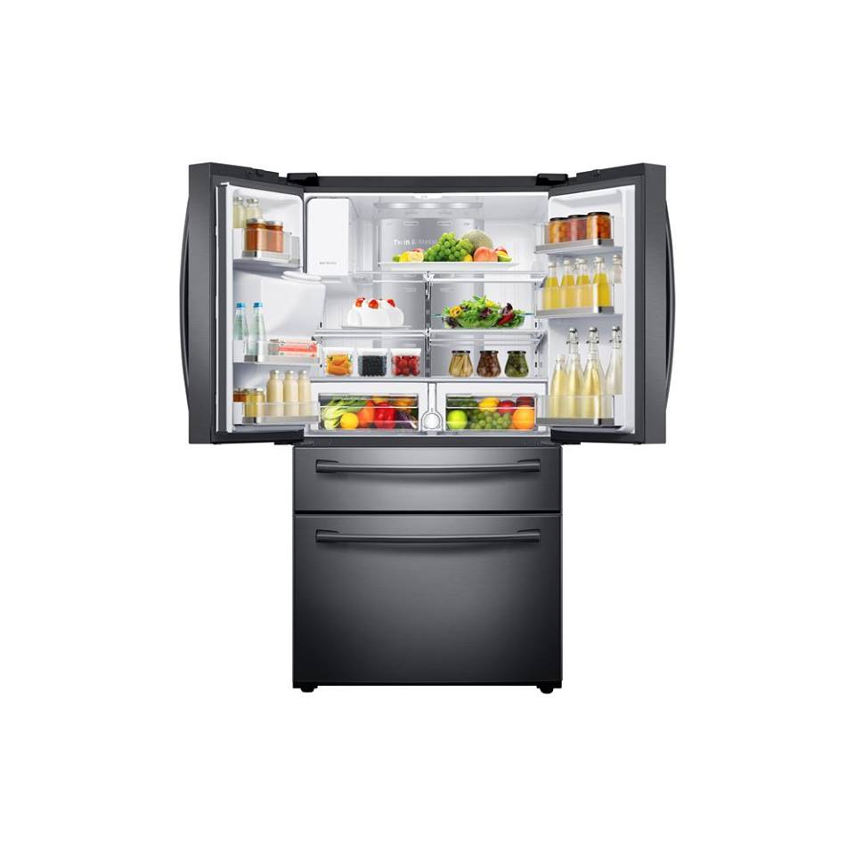 SAMSUNG FRENCH 4 DOOR FAMILY HUB REFRIGERATOR IN BLACK STAINLESS
