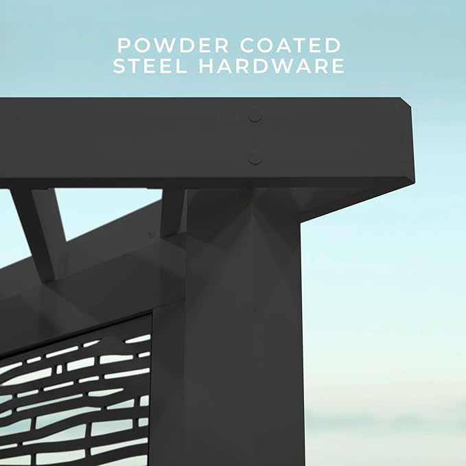 Glendale Modern Steel Cabana Pergola with Conversational Seating