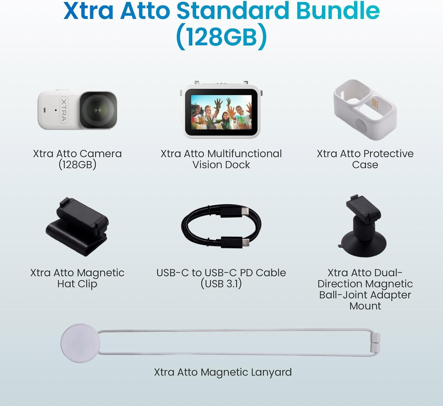 XTRA Atto Wearable 4K Action Camera (128GB) 4K/60fps Video