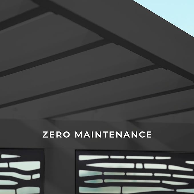 Glendale Modern Steel Cabana Pergola with Conversational Seating