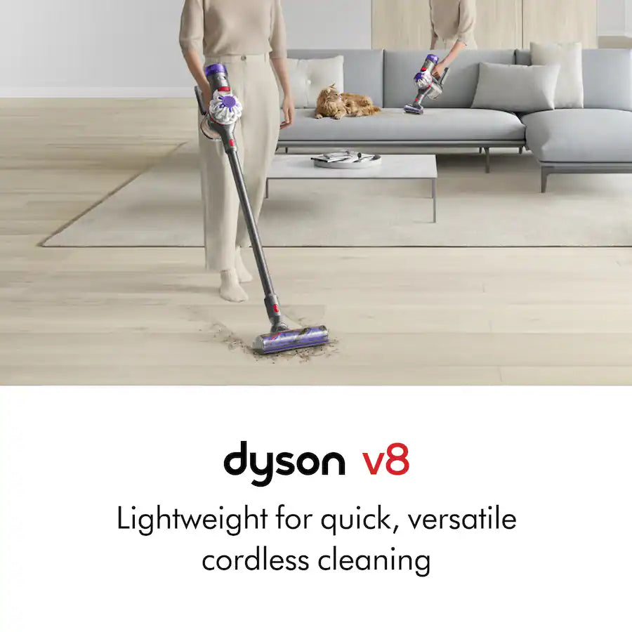 Dyson V8 Cordless Vacuum with 6 Accessories - Silver/Nickel