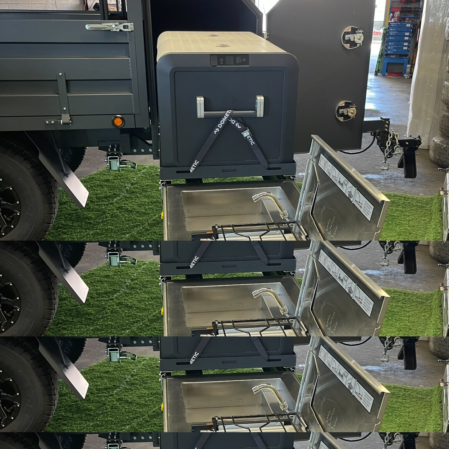 Passenger Side Tongue Box Slide-Out Camp Kitchen for Mid-Size Beds