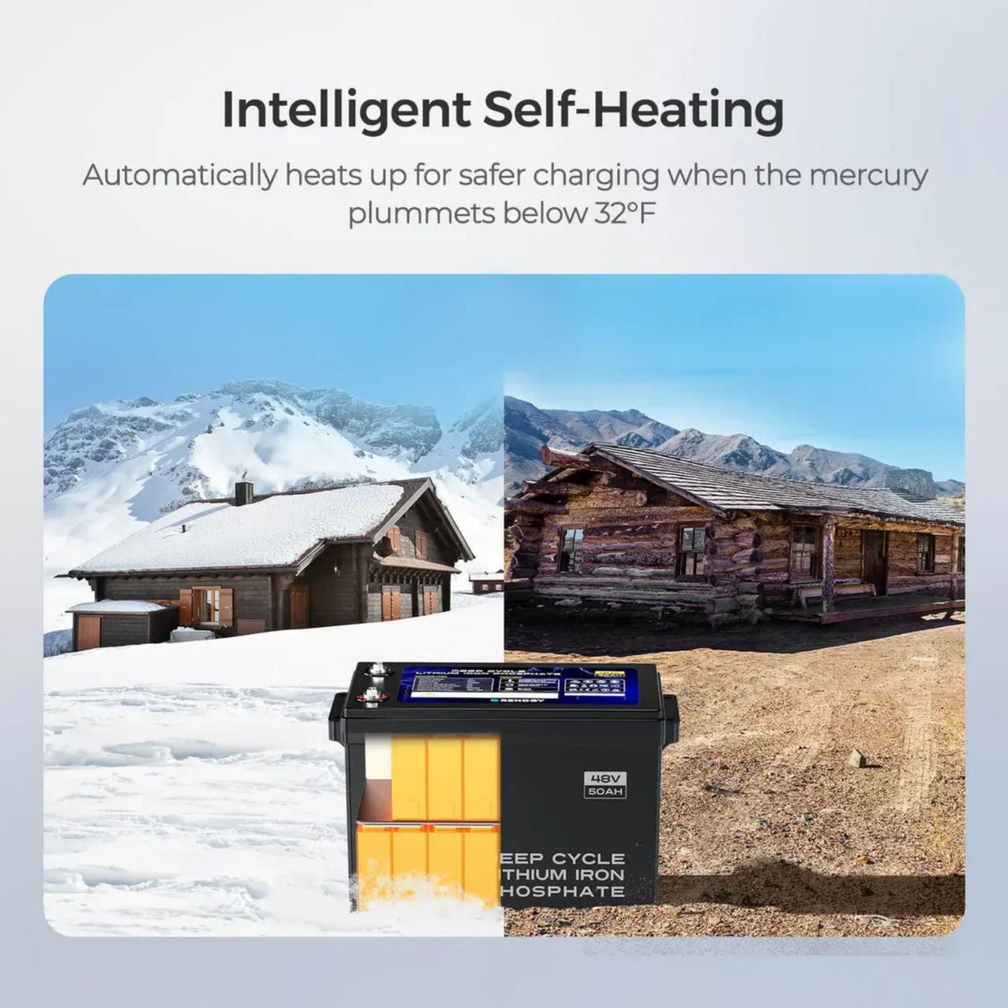 Renogy CORE Series 48V 50Ah Self-Heating Smart Lithium Iron Phosphate Battery