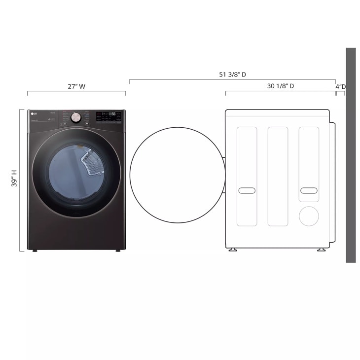 7.4 cu. ft. Ultra Large Capacity Smart wi-fi Enabled Front Load Electric Dryer with TurboSteam™ and Built-In Intelligence