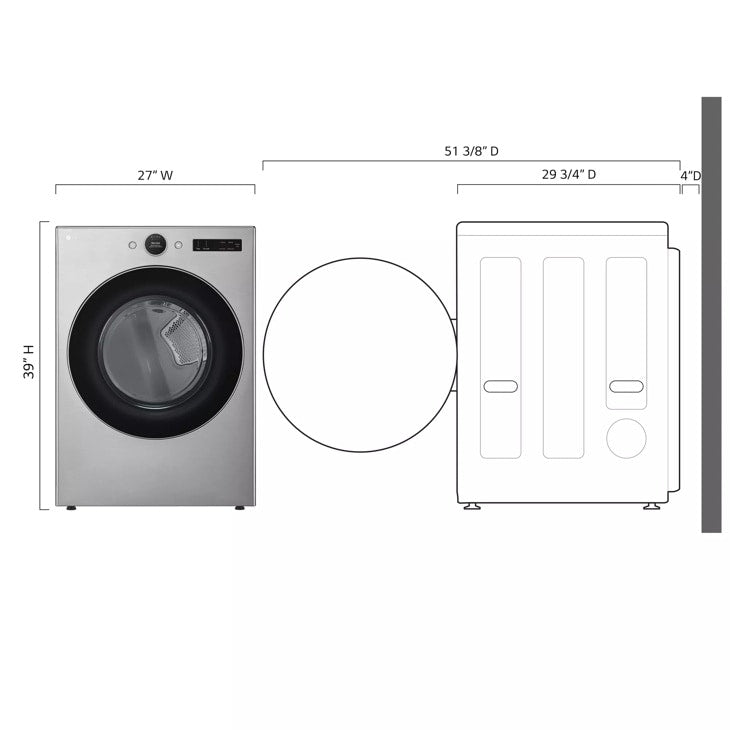 7.4 cu. ft. Ultra Large Capacity Smart Front Load Electric Energy Star Dryer with Sensor Dry & Steam Technology