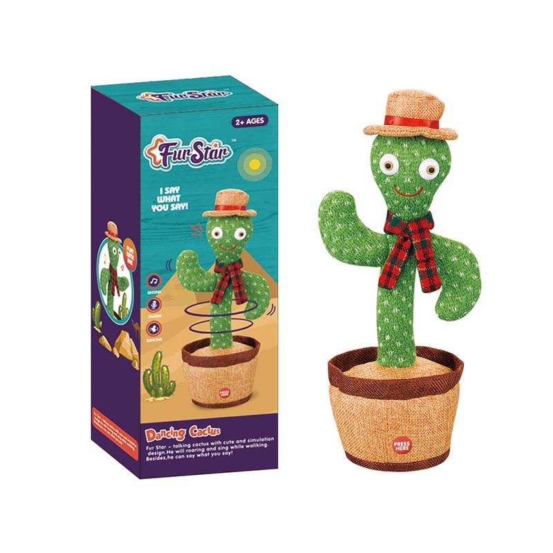 Dancing Cactus Toy with Recording and Music Talking Singing Dancing Plush Cactus