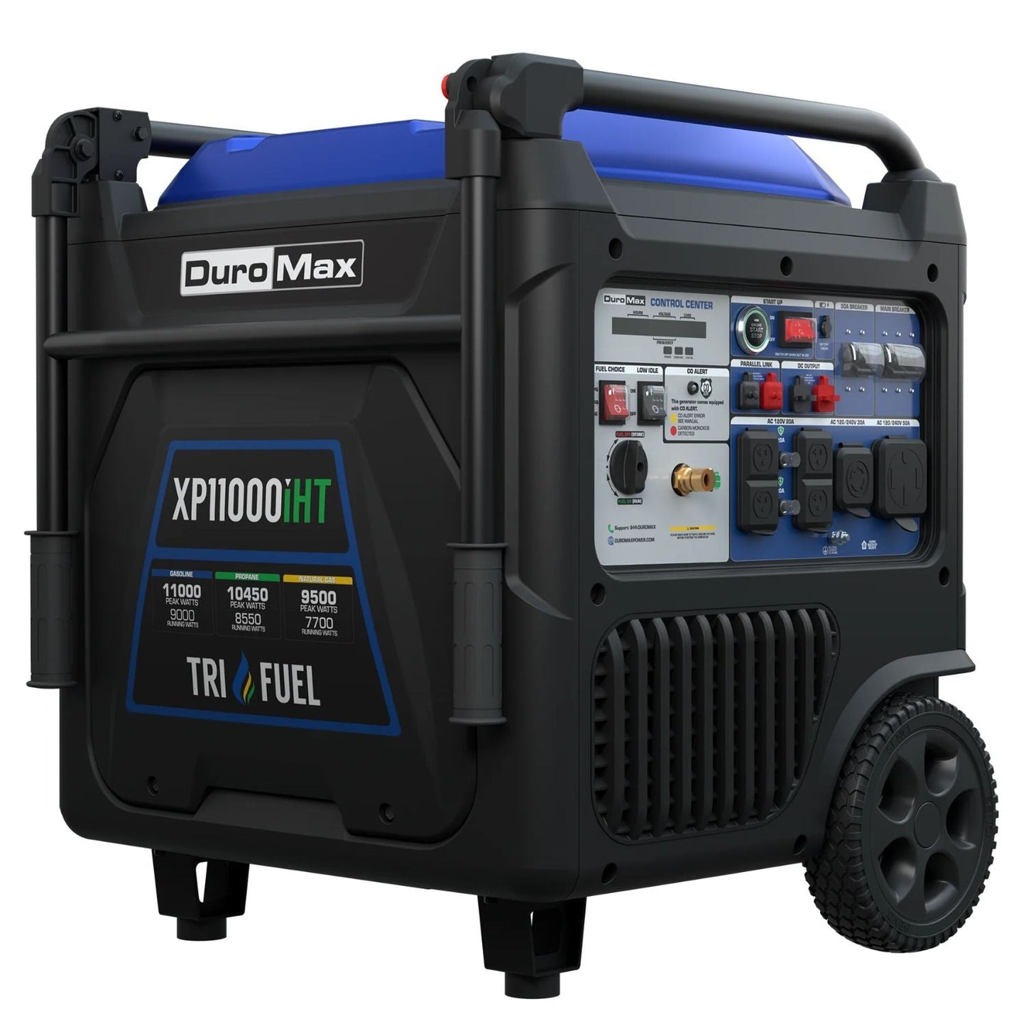 DuroMax XP11000iHT Tri-Fuel 9000W/11000W Portable Inverter Generator | Low THD