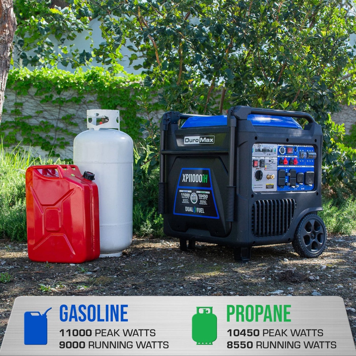 DuroMax XP11000iH Dual Fuel 9000W/11000W Portable Inverter Generator | CO Alert