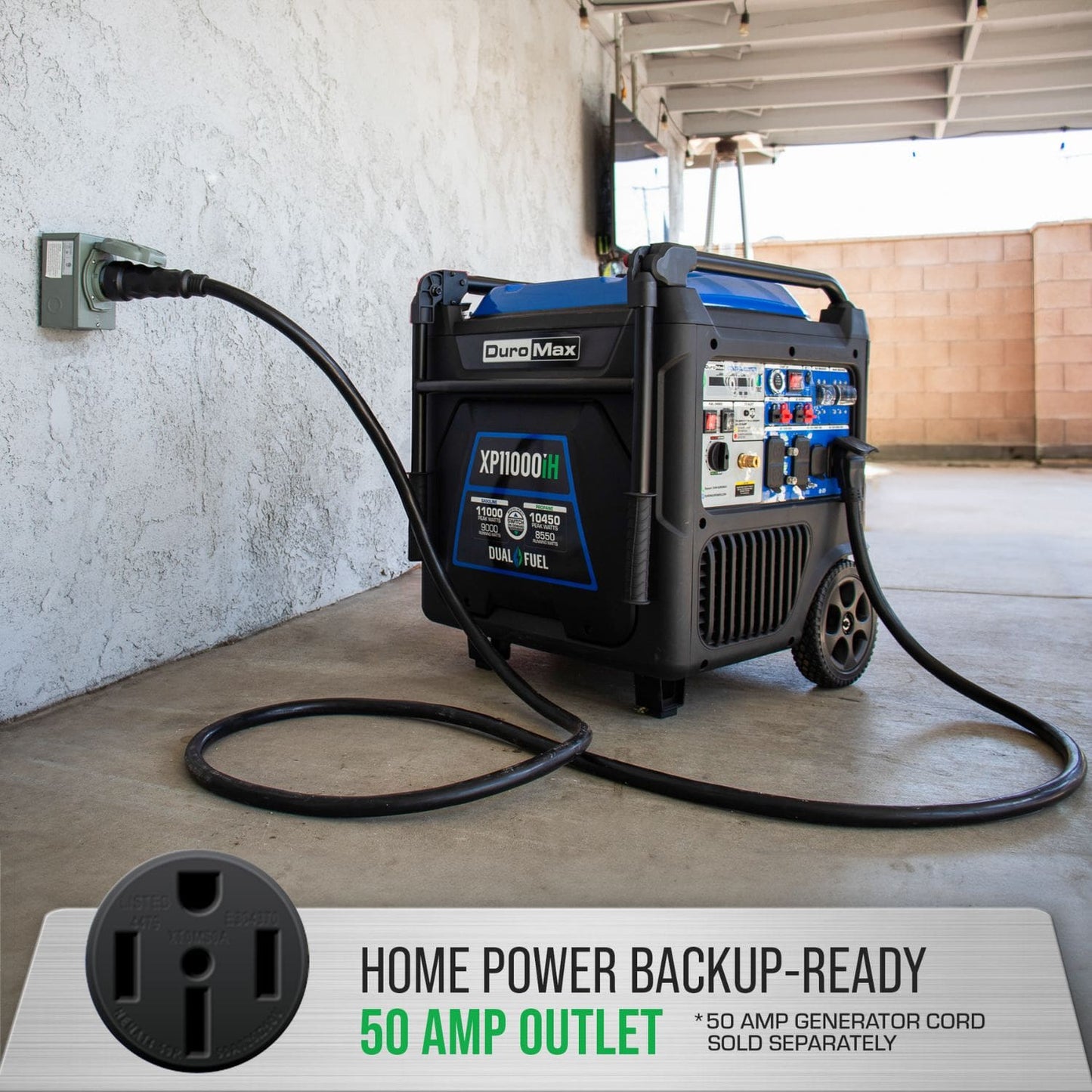 DuroMax XP11000iH Dual Fuel 9000W/11000W Portable Inverter Generator | CO Alert