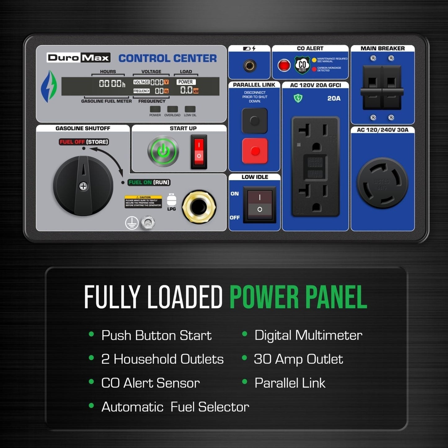 DuroMax XP7000iH Dual Fuel 9000W/7000W Portable Inverter Generator | CO Alert