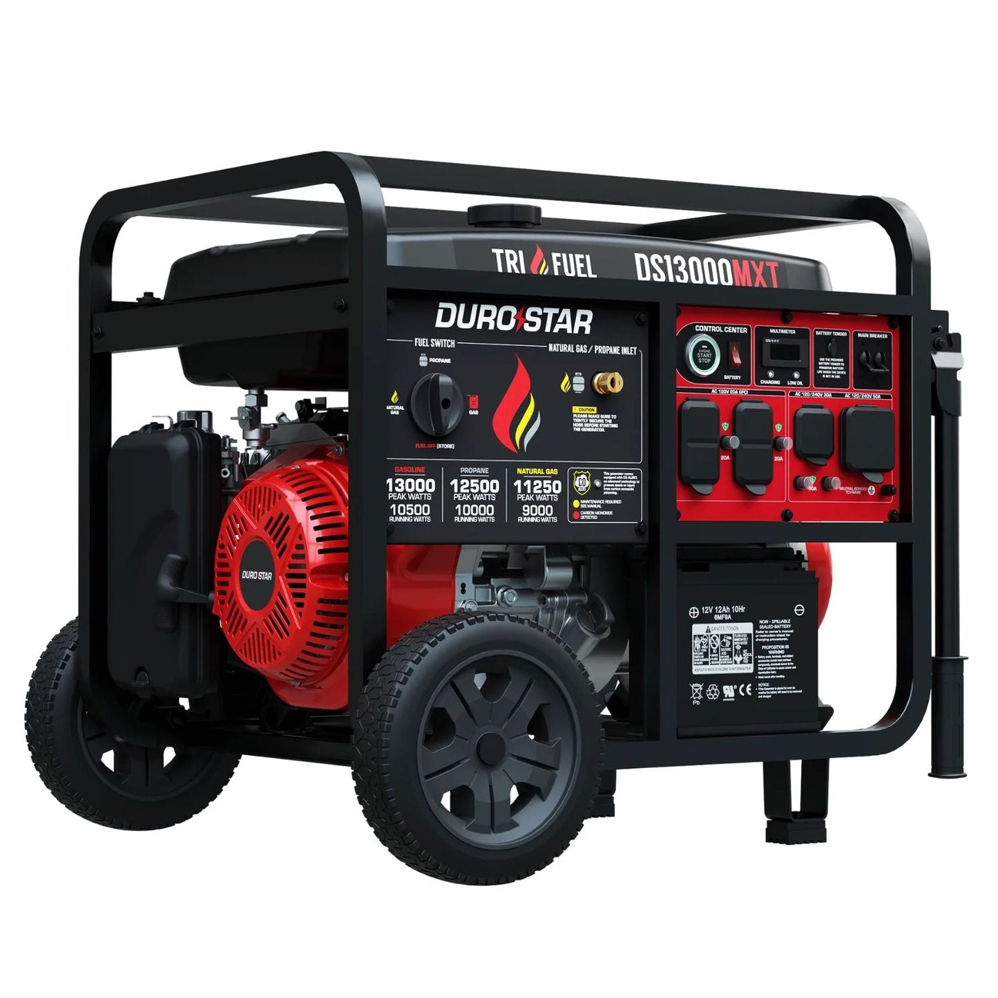 DuroStar DS13000MXT Tri-Fuel 9000W/11000W Portable Generator | Low THD