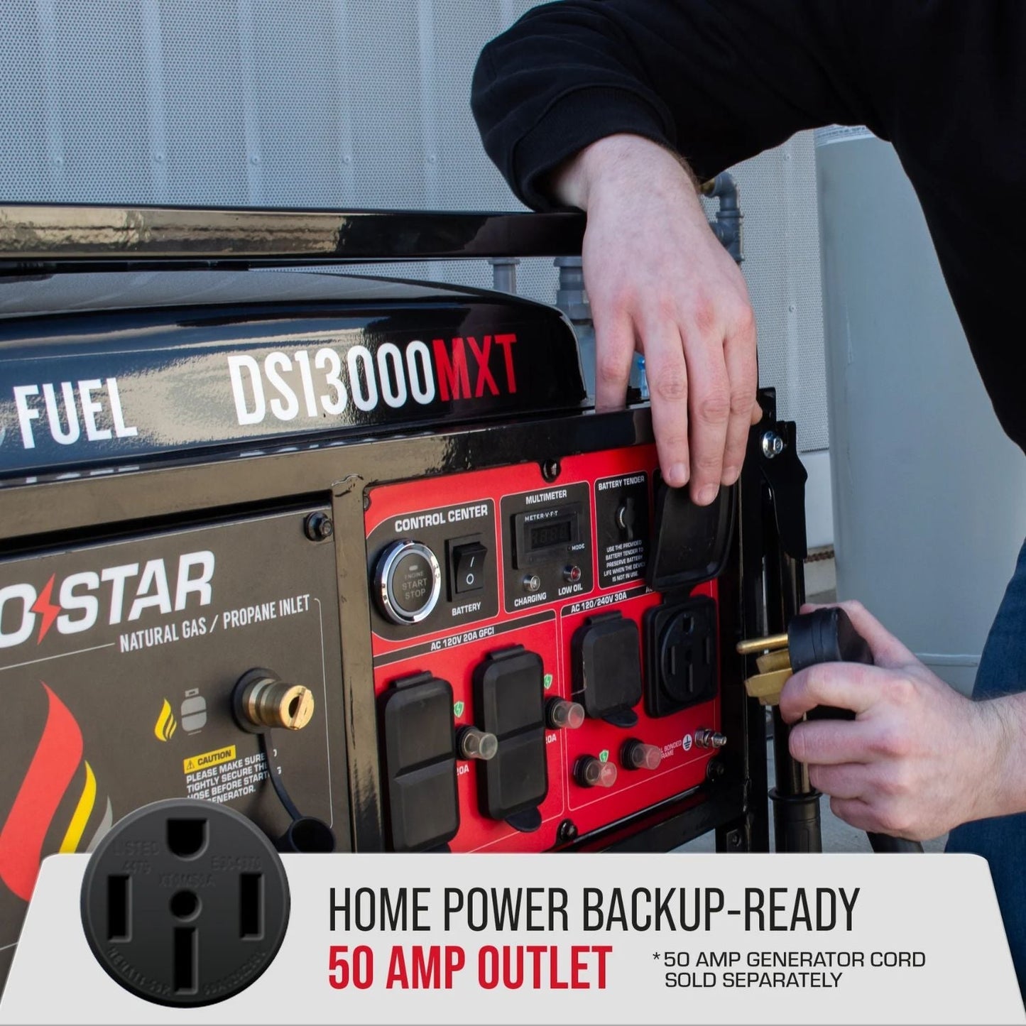 DuroStar DS13000MXT Tri-Fuel 9000W/11000W Portable Generator | Low THD