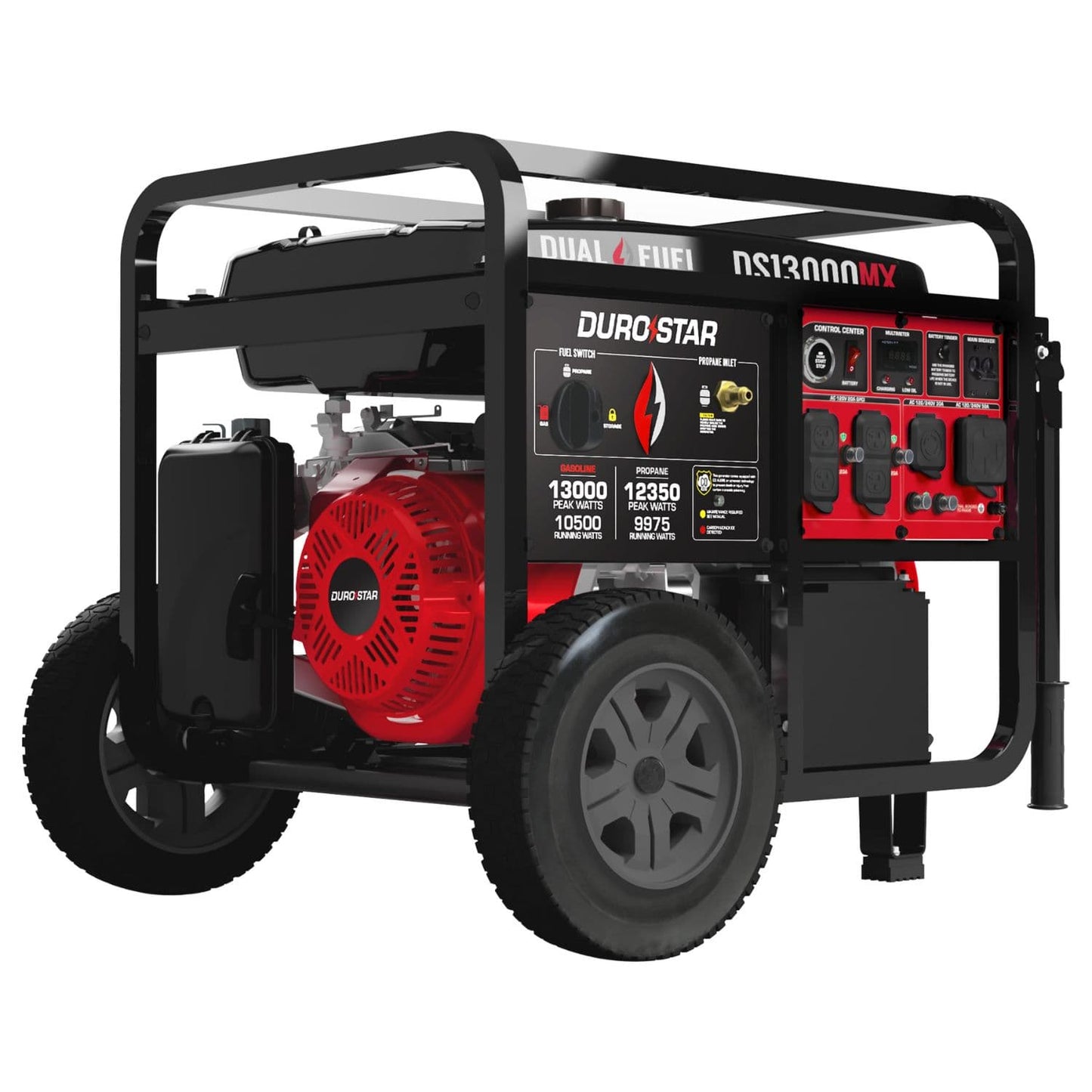 DuroStar DS13000MX Dual Fuel 10500W/13000W Portable Generator | CO Alert