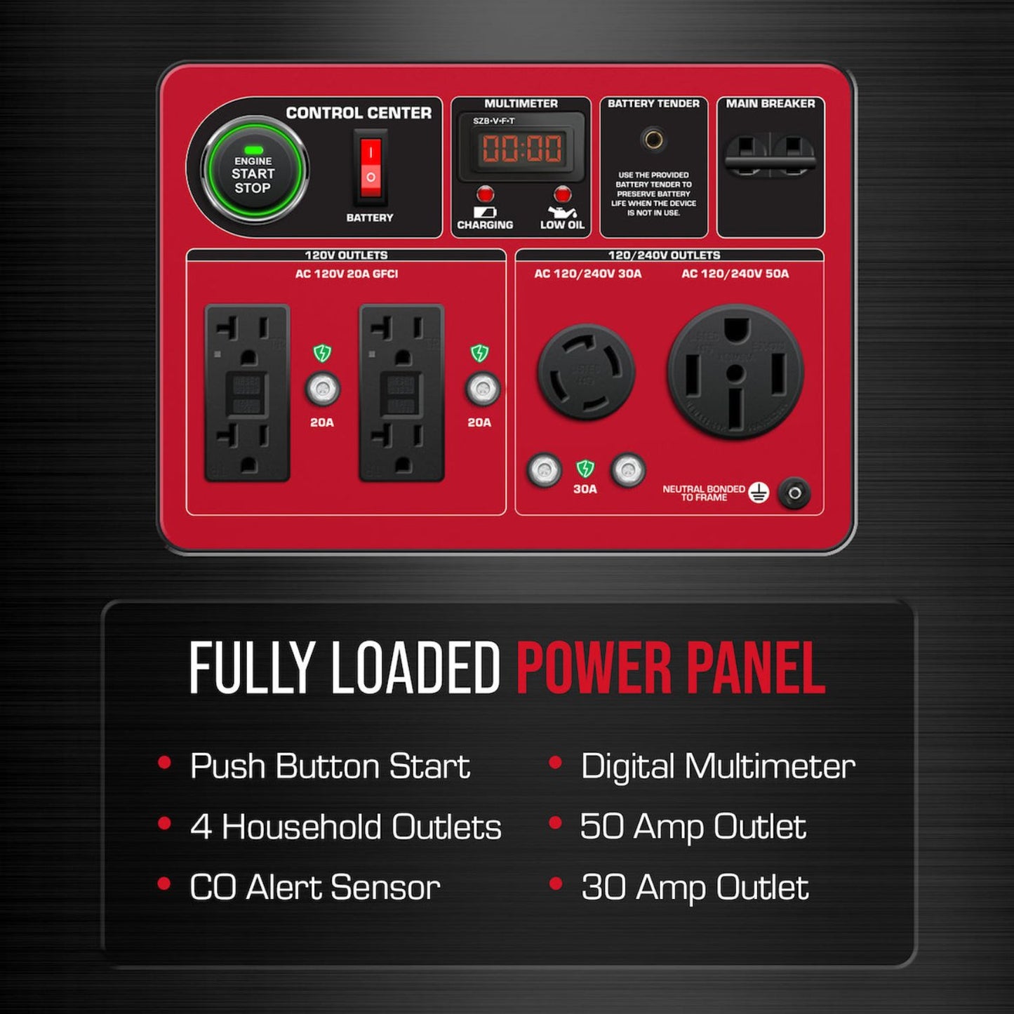 DuroStar DS13000MX Dual Fuel 10500W/13000W Portable Generator | CO Alert