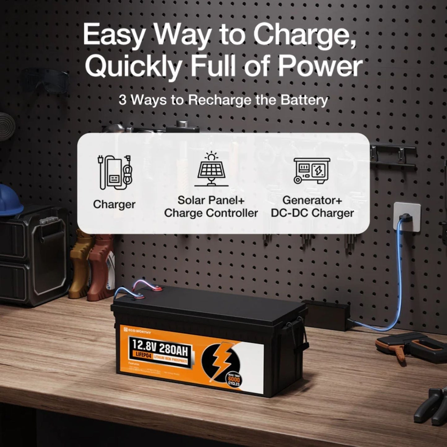 ECO-WORTHY LiFePO4 12V 280Ah Lithium Iron Phosphate Battery | Bluetooth