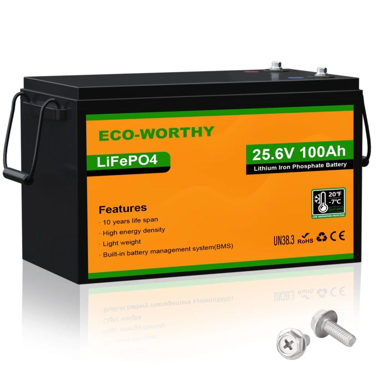 ECO-WORTHY LiFePO4 24V 100Ah Lithium Iron Phosphate Battery