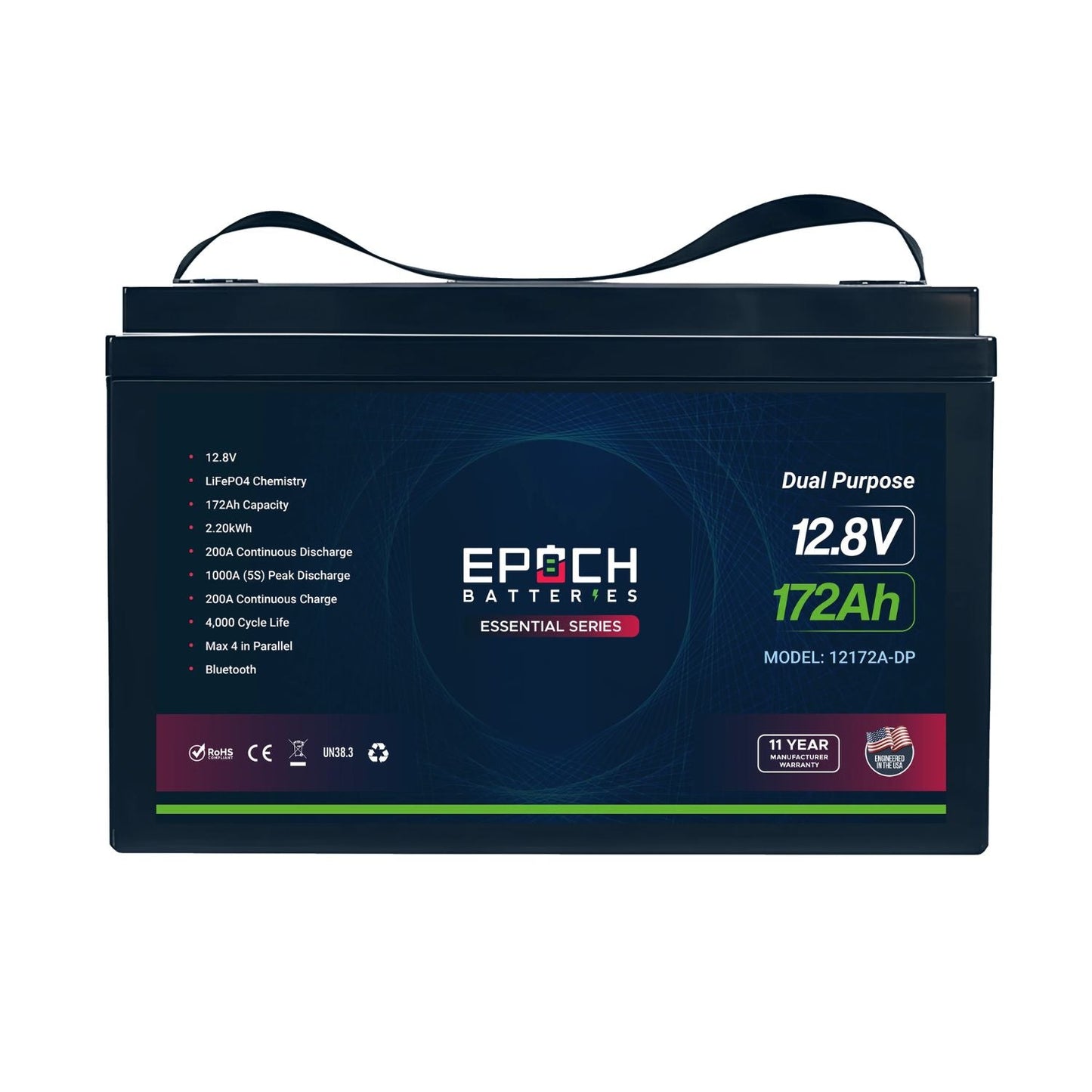 Epoch Batteries 12V 172Ah (2.20kWh) Dual Purpose LiFePO4 Battery | Essential Series | Group 31