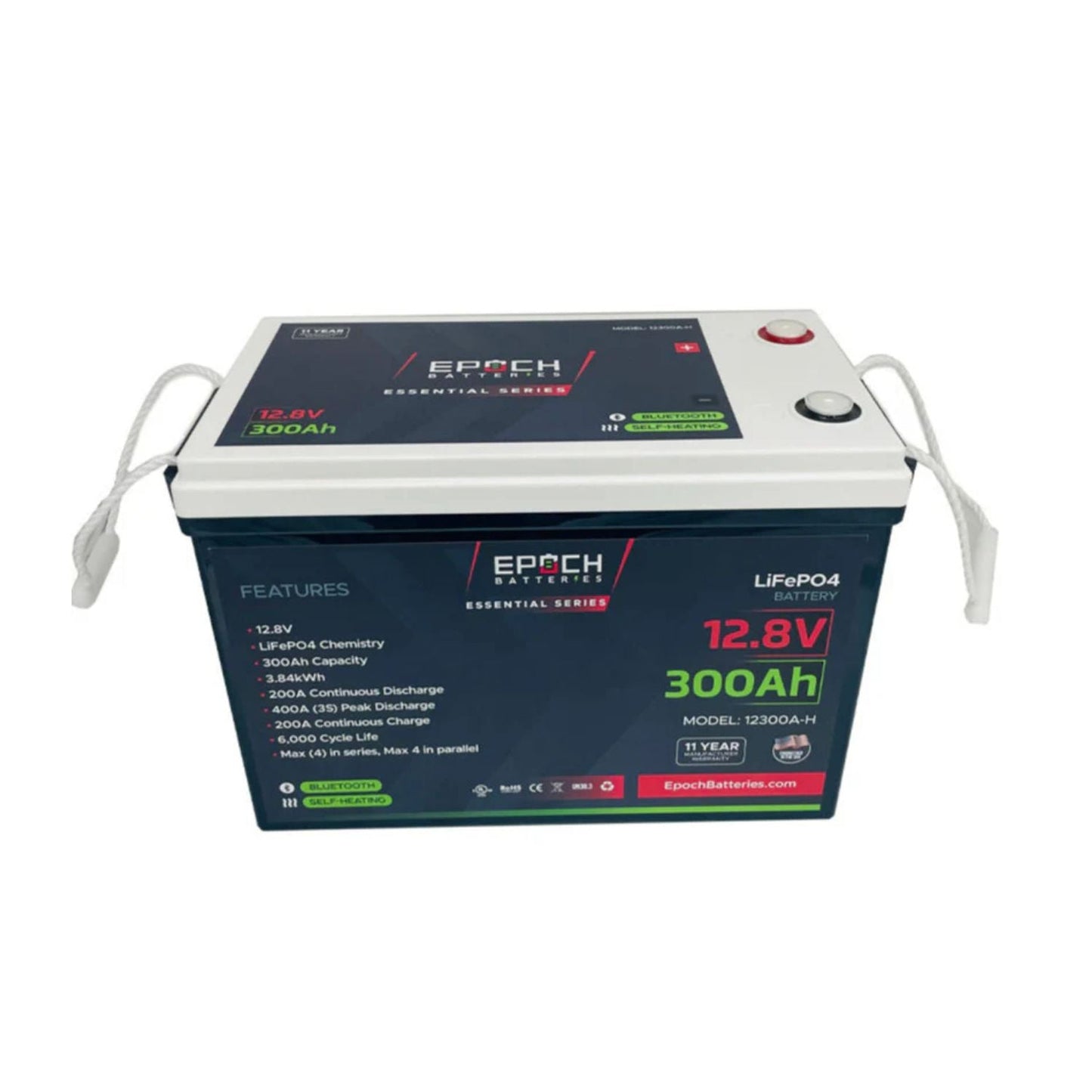 Epoch Batteries 12V 300Ah (3.84kWh) LiFePO4 Battery | Essential Series | Bluetooth | Heated