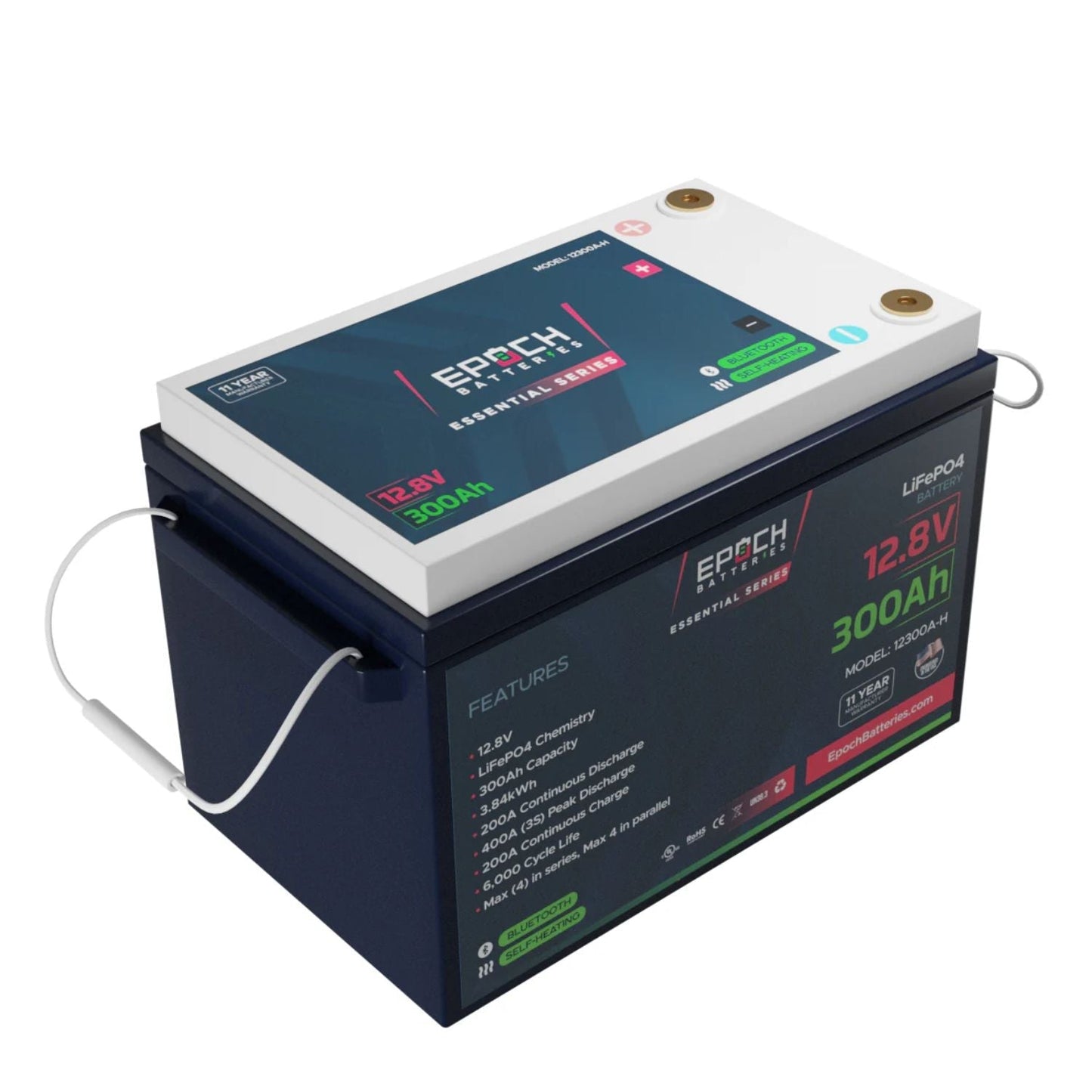 Epoch Batteries 12V 300Ah (3.84kWh) LiFePO4 Battery | Essential Series | Bluetooth | Heated