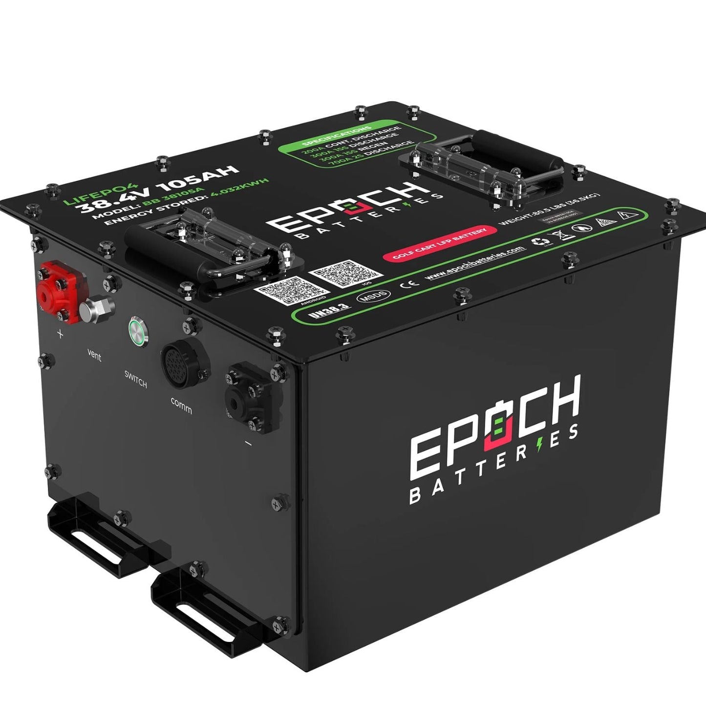 Epoch Batteries 36V 105Ah Lithium (LiFePO4) Golf Cart Battery | LiMax Series | Complete Kit