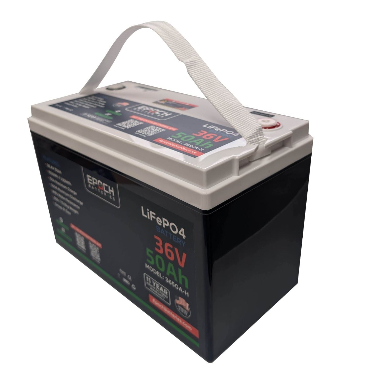 Epoch Batteries 36V 50Ah (1.92kWh) LiFePO4 Battery | Essential Series | Bluetooth | Heated