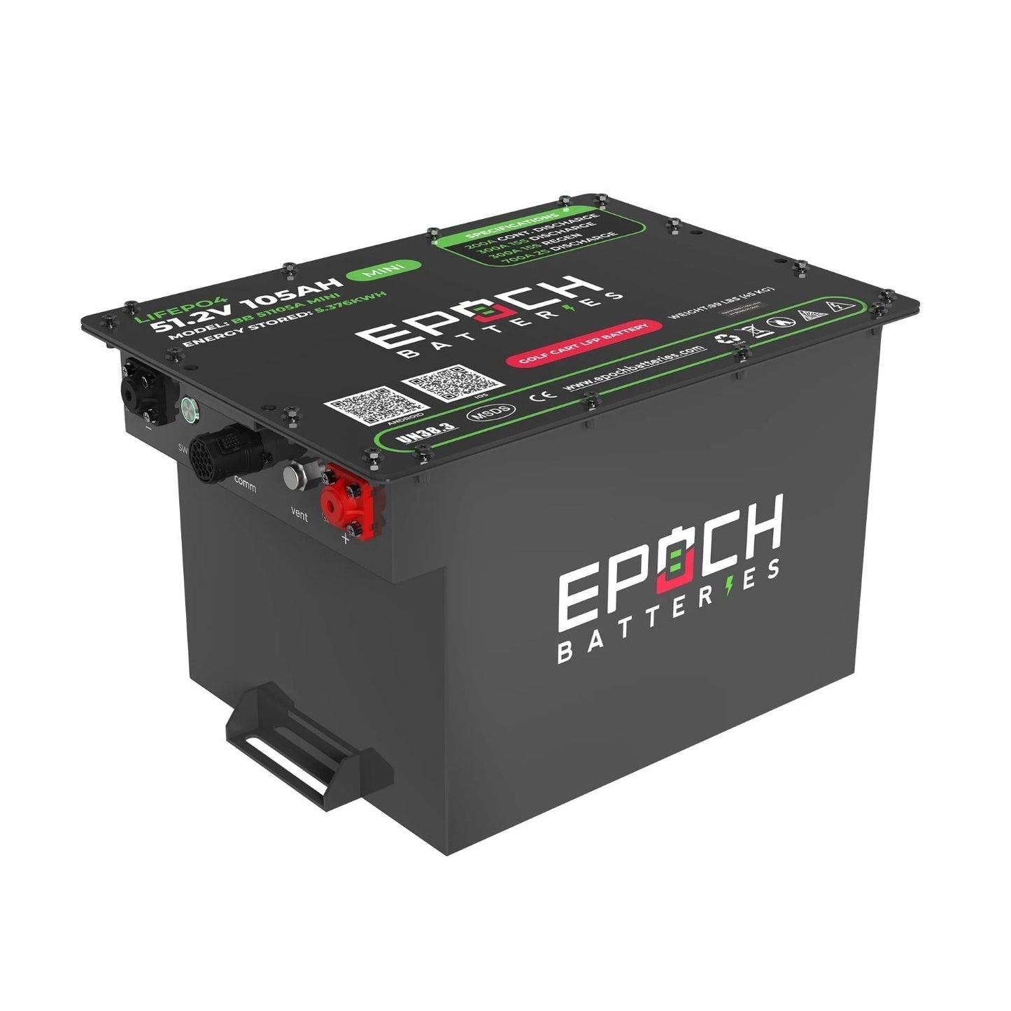 Epoch Batteries 48V 105Ah MINI Lithium (LiFePO4) Golf Cart Battery | LiMax Series | Complete Kit