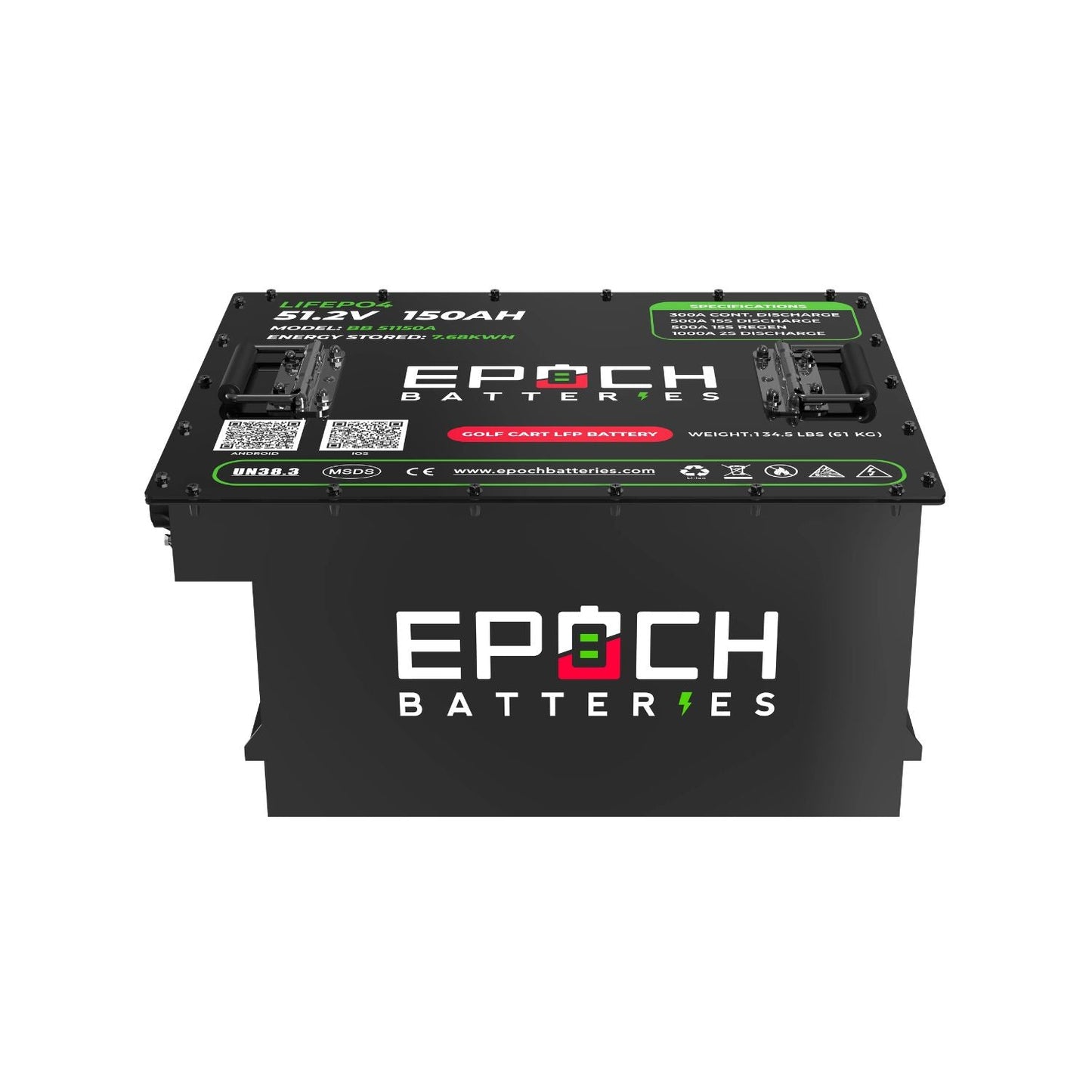 Epoch Batteries 48V 150Ah (7.68kWh) Lithium (LiFePO4) Golf Cart Battery | LiMax Series | Complete Kit