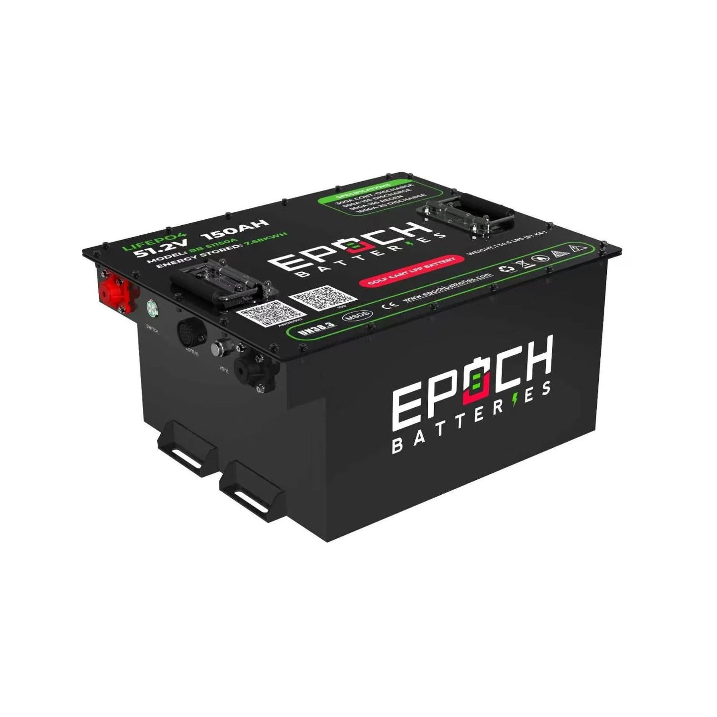 Epoch Batteries 48V 150Ah (7.68kWh) Lithium (LiFePO4) Golf Cart Battery | LiMax Series | Complete Kit