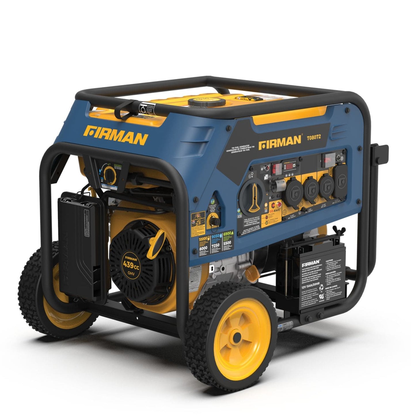 Firman T08072 Tri-Fuel 8000W/10000W Portable Generator | Electric Start | 20/240V | CO Alert